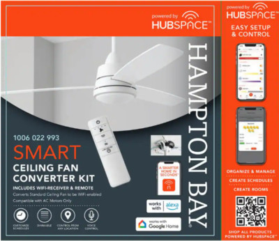 Hampton Bay 76278 Universal Smart Wi-Fi 4-Speed Ceiling Fan Remote in White