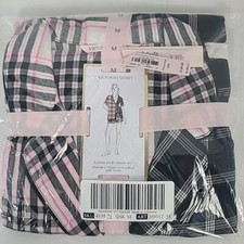 NWT Victoria  s Secret Flannel Short PJ Set Pink  Black Plaid Size M MSRP 55