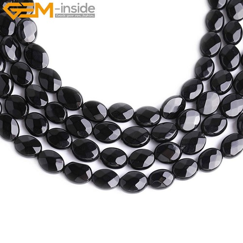 Onyx Faceted Oval Black Agate Natural Aaa Stone Beads For Jewelry Making 15" - Picture 15 of 44