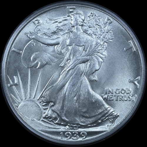 1939 WALKING LIBERTY HALF DOLLAR PCGS MS64 OGH, WITH GOLD CAC STICKER - Picture 2 of 3