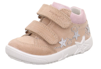 Shoes Superfit Starlight beige/rose, Hook-Loop fastener Sneakers, Size 4.5-9.5