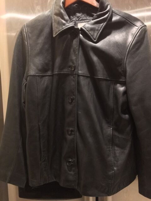Nine West Men Black Leather Jacket extra large | eBay