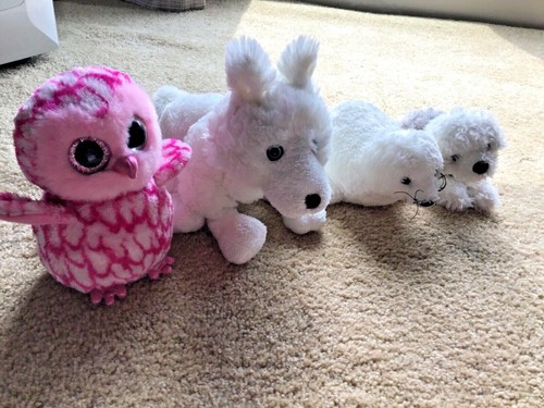 LOT GANZ WEBKINZ TY STUFFED PLUSH ANIMALS TOYS PINKY OWL WHITE FOX SEAL DOG GIFT - Picture 12 of 12
