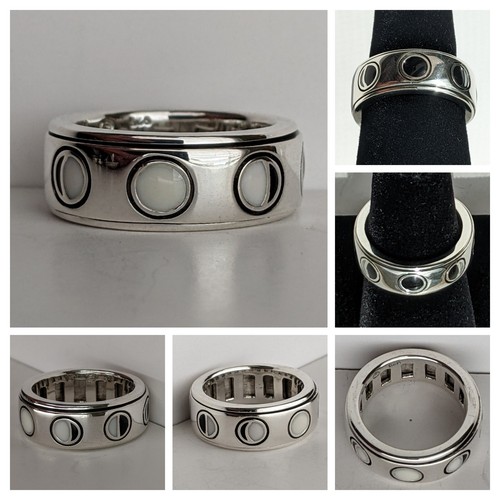 Peter Stone Sterling Silver Lunar Eclipse Spinner Ring 8.7g Sz 5.75 Signed PSCL - Picture 3 of 12