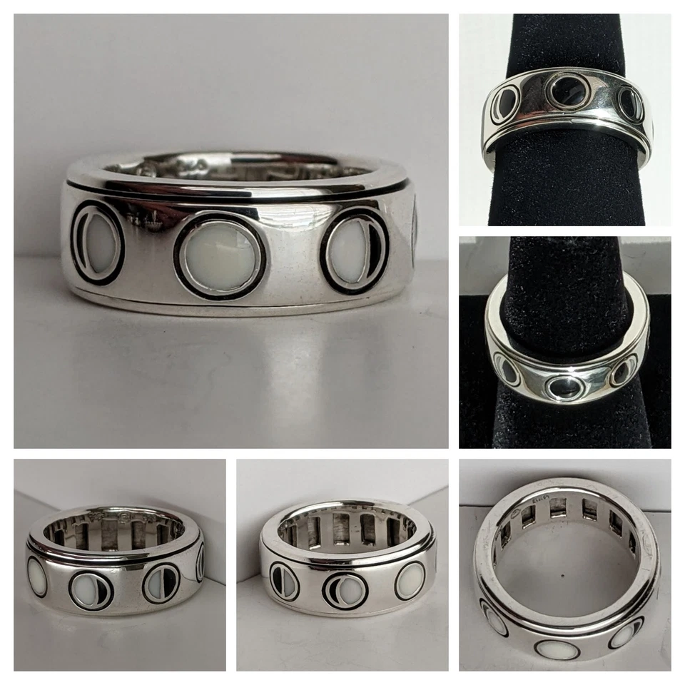 Anillo giratorio Peter Stone de plata esterlina eclipse lunar 8,7 g talla 5,75 firmado PSCL Foto 3 de 4