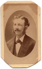 ANTIQUE CDV CIRCA 1870s A.K. DRURY HANDSOME MAN WITH MUSTACHE LE ROY NEW YORK