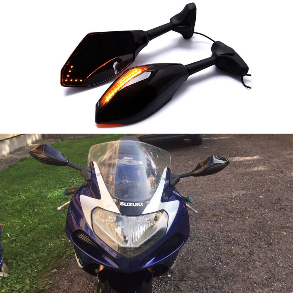 Motorcycle LED Turn Signals Rearview Side Mirrors For Kawasaki