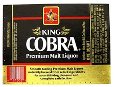 Anheuser Busch KING COBRA PREMIUM MALT LIQUOR beer label MO 32oz Non Returnable