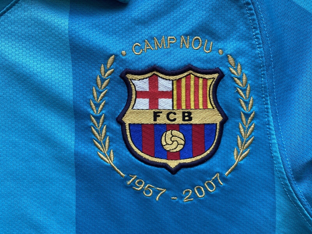 BARCELONA 2007 2008 AWAY SHIRT JERSEY LONG SLEEVE PLAYER ISSUE