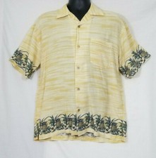 Hibiscus Hawaii Men's Rayon Floral Button Front Short Sleeve Shirt Size Medium