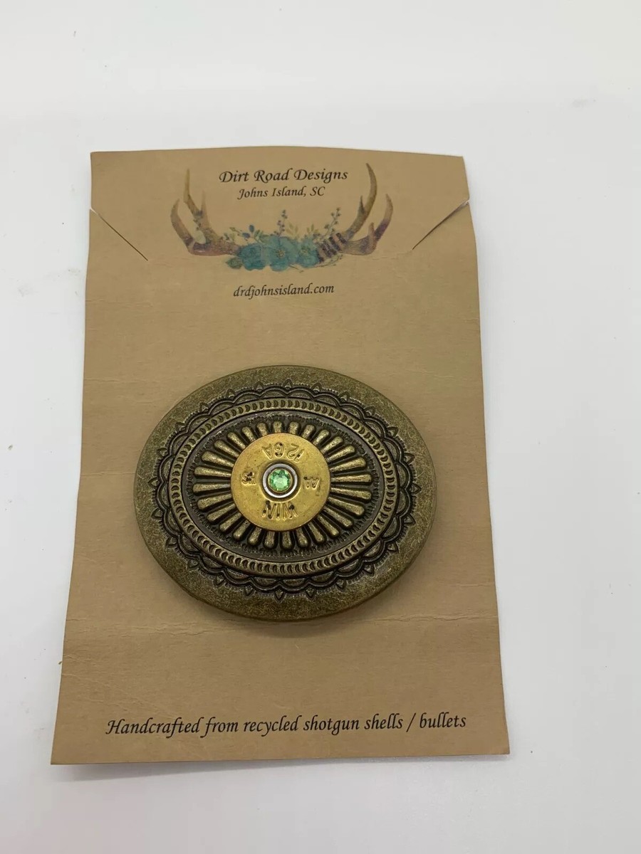 Handcrafted Artisan Belt Buckle Recycled Shotgun Shell Bullet Dirt Road Designs View 3
