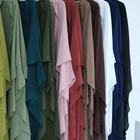 Two Layers Muslim Ramadan Women Large Khimar Hijab Niqab Burqa Tops Kaftan Dress