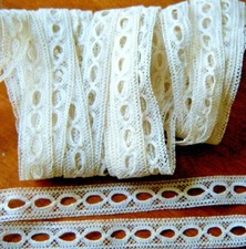 Old antique Trim Lace mesh beige Insert on middle crafters lace makers about 6y