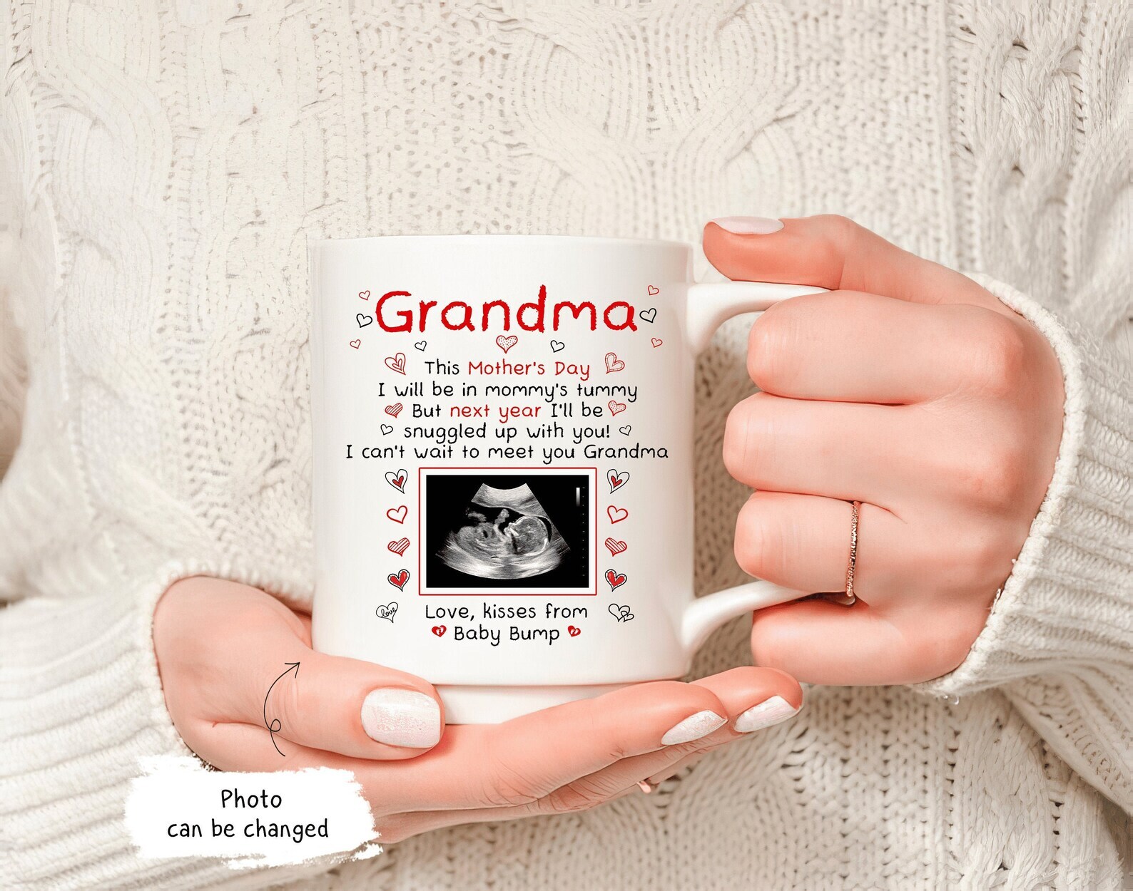 Grandma Mug Mother's Day Mug Sonogram Mug Personalized Mug Ultrasound Mug Baby