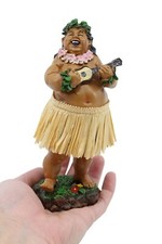 Hawaiian Hula Man with Ukulele Dashboard Doll - 7" Car Doll Souvenir, Natural