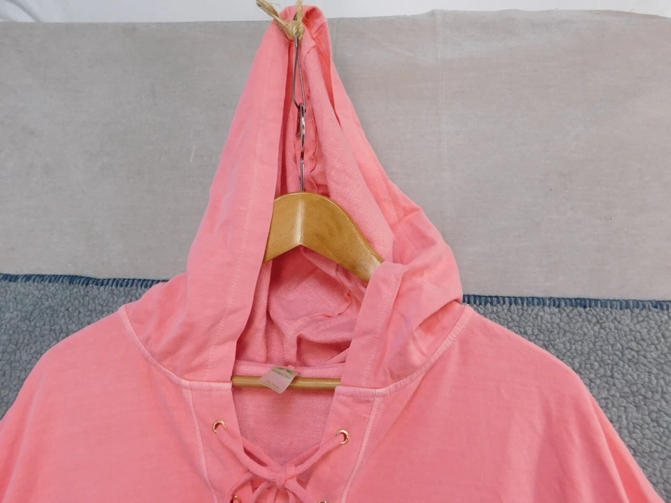 NUEVO Pullover con Capucha Mujer Té Verde Coral Manga Corta Sudadera Talla XL Foto 2 de 4