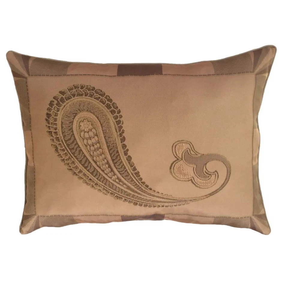 2 fundas de almohada/fundas de cojín de cachemira satinada jacquard beige tamaño estándar F. Foto 4 de 4