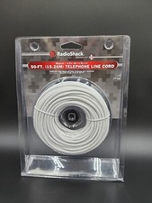 Radio Shack 50-Ft. Telephone Wire Cord New White, Plug In Wall 279-344 New