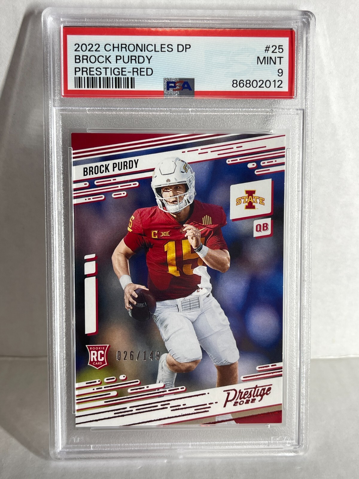 2022 Chronicles DP Prestige Brock Purdy Red /149 PSA 9 Mint #25 RC Rookie