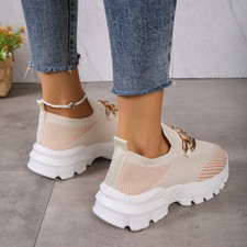 Fashion Chain Design Mesh Shoes For Women Breathable Casual Soft Sole Walking So