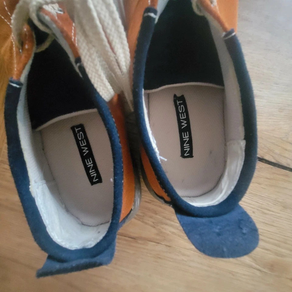 Nine West Mujer Azul Marrón Gamuza Zapatillas Talla 7 Foto 3 de 4