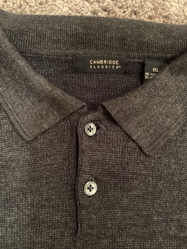 Cambridge Classics Men’s Sweater Size XXL Gray Long Sleeve Collar Buttons - Picture 5 of 9