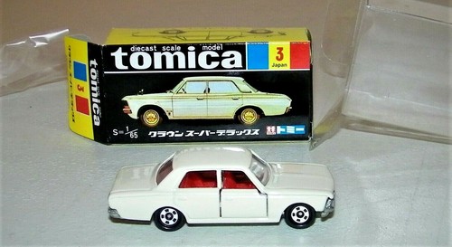 Vintage 3(4)Tomica Tomy 1:65 Diecast Toyota Crown Cream w Red Int.New Box Sleeve - Picture 3 of 7