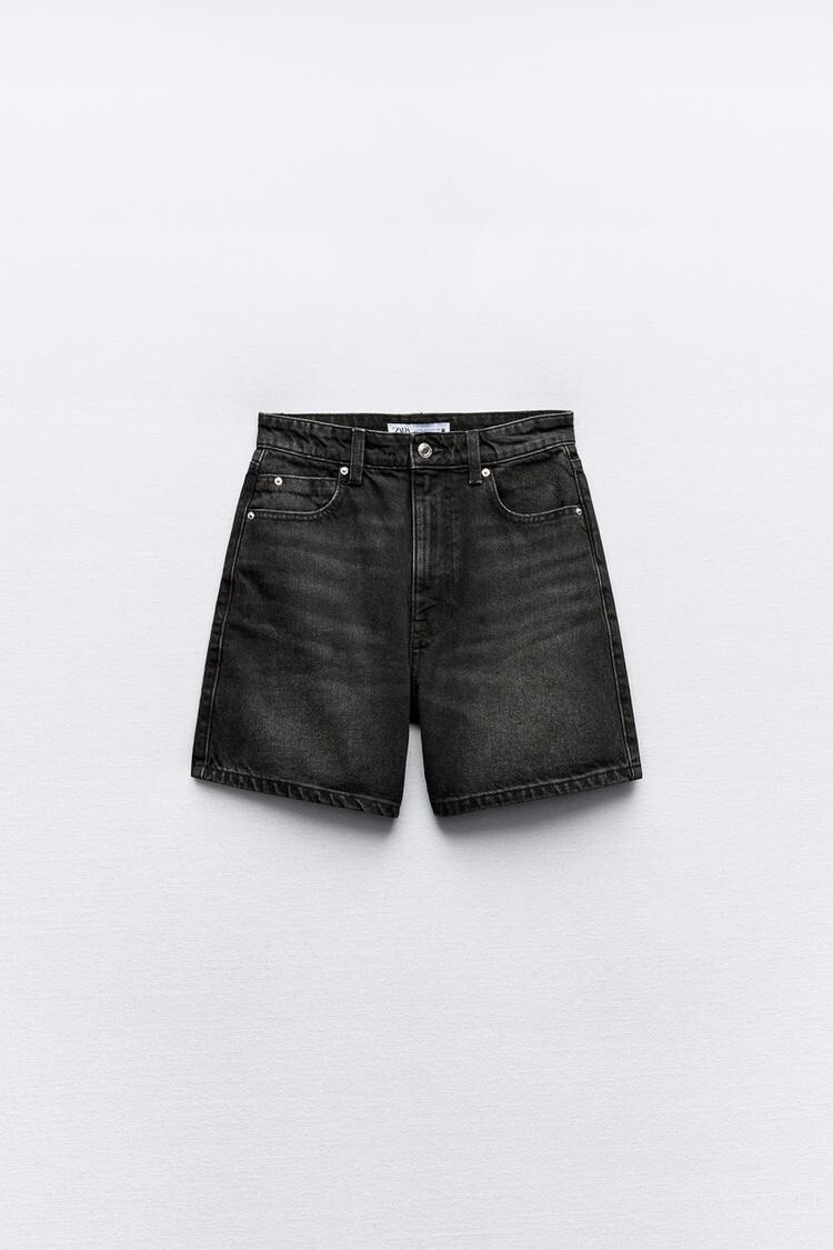 Zara Women's Z1975 MOM-FIT HIGH-WAIST SHORTS Black 7147/036 Zara Women's Z1975 MOM-FIT HIGH-WAIST SHORTS Black 7147/036