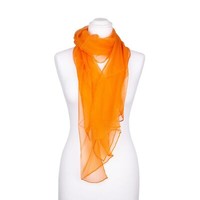 Seidenschal Halstuch Schal Chiffon Mandarine Orange Seide 180X55Cm