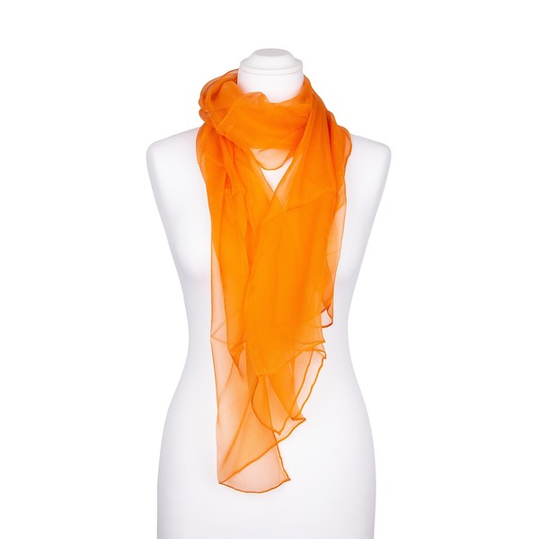 Seidenschal Halstuch Schal Chiffon Mandarine Orange Seide 180X55Cm-image