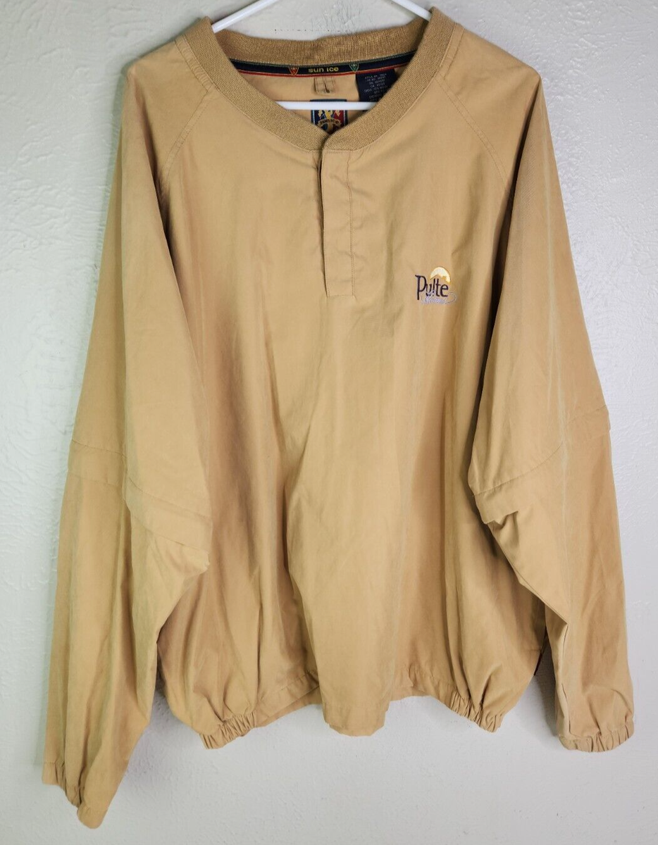Sunice XXL Zip Off Sleeve Golf Jacket Logos 1/4 Button Up Beige
