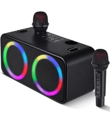 Portable Bluetooth Karaoke Machine Home Party Speaker w/ 2 Wireless Microphones
