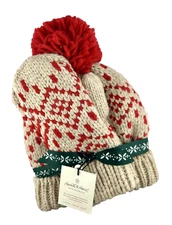 Hearth & Hand with Magnolia Women’s Fair Isle Knit Hat & Mitten 3 Pc Set OSFM