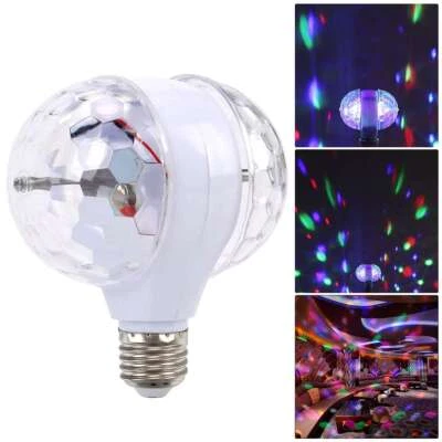 E27 Double-Headed LED Ball Stage RGB Light Bulb Rotating Lamp KTV Party Disco