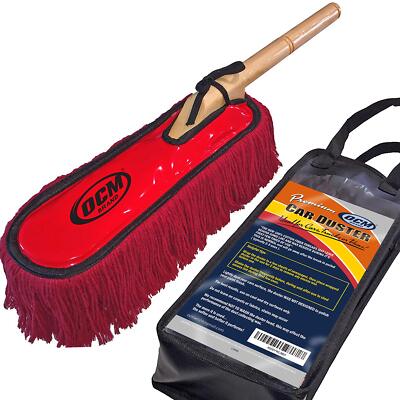OCM Brand Premium Extra Large Car Duster Durable Solid Wood Handle Includes Stor