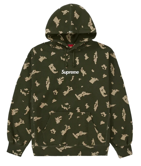 Sweat shirt à capuche logo Supreme Box (FW21) olive camouflage russe