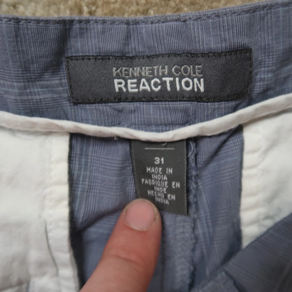 Pantalones Cortos Chinos Kenneth Cole Reaction Para Hombre Talla 31 Bolsillos Frontales Planos Algodón Gris Foto 3 de 4