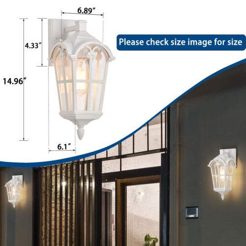 Outdoor Porch Light Fixtures Wall Mount Front Outdoor Light White 2 Pack - Picture 2 of 7