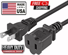 Extension Cord 6ft OUTDOOR US Power Cable 2 Prong Nema 1-15P to 1-15R USA MADE