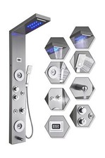 ELLO ALLO Stainless Steel Shower Panel Tower System,LED Rainfall Waterfall Sh...