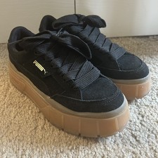 PUMA Mayze Stack Low Soft Winter - Black Gum Womens 6.5 37 Sneaker Shoe Platform