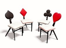 Mid Century Set Of Card Suit Dining Chairs, Poker Chairs, Games Table Chairs.