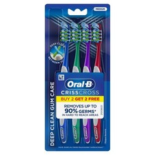 Oral-B Crisscross Gum Care Toothbrush Set 4 Pack Medium Bristles Adults