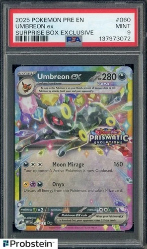 2025 Pokemon Pre En #060 Umbreon ex Suprise Box Exclusive PSA 9 MINT