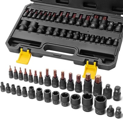 31-Piece Torx Bit & External Socket Set T8 T70 and E4 E24 Inverted Star