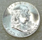 1949 D Franklin Half Dollar BU FBL Frosty White Luster in saflip #Q337