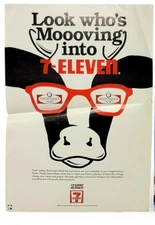 Vintage Matanuska Maid Alaska Dairy Cow Ad Poster Moooving Into Tesoro 7-11 Milk