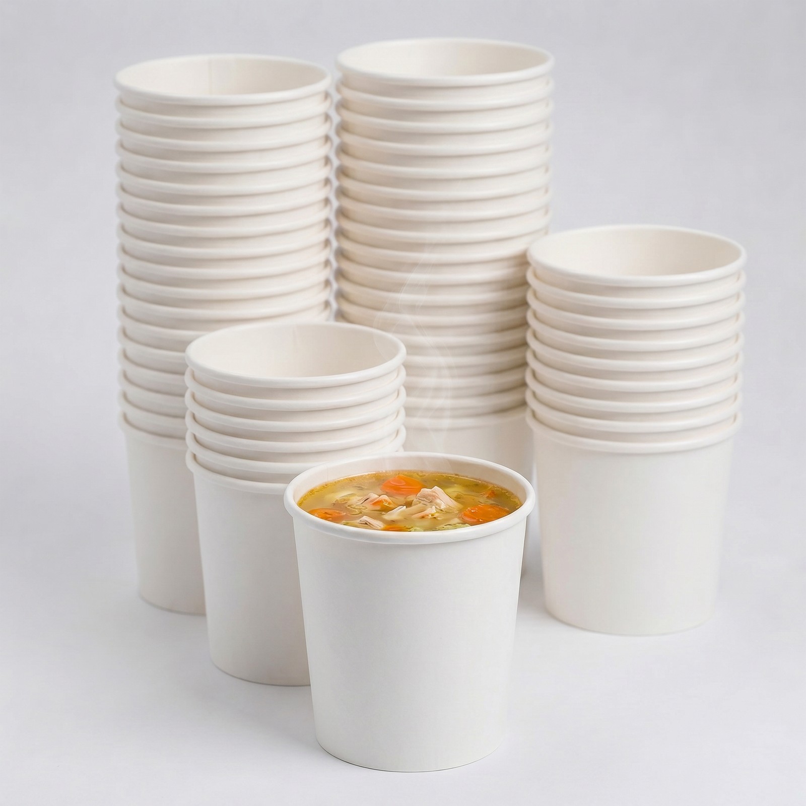 DEXLO 16oz White Soup Containers Takeaway Food Pots Catering 500 Pack Bulk