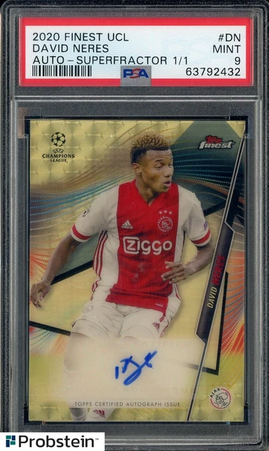 2020 Topps Finest UCL Soccer Superfractor David Neres AUTO 1/1 PSA 9 MINT