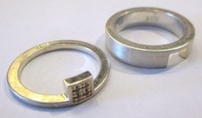 STERLING SILVER FOSSIL BRAND INTERLOCKING RING SET SUPERB SIZE M